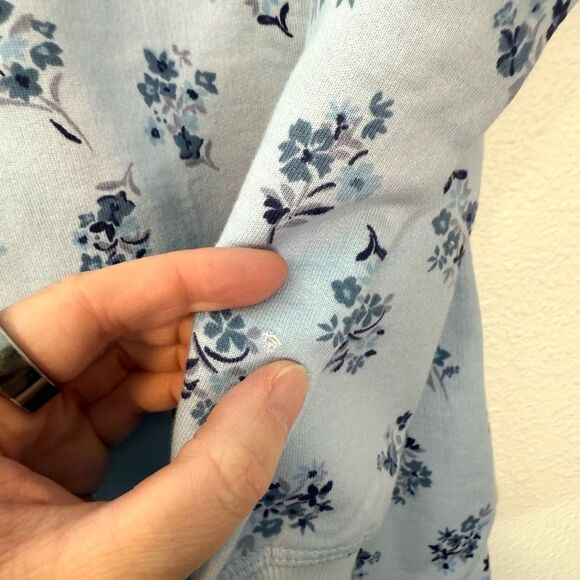 WoolOvers Floral Quarter Zip Organic Cotton Sweatshirt Size Medium NWT FLAW - Picture 8 of 12